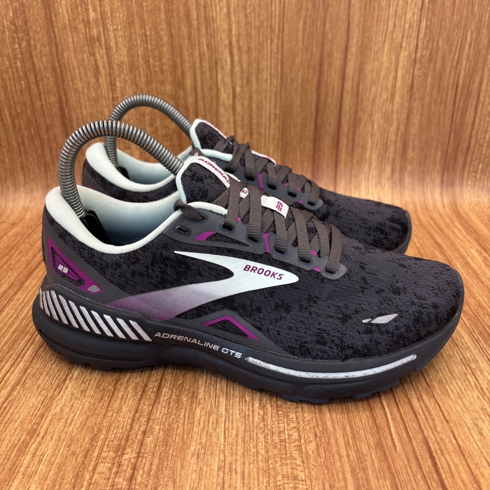 Brooks Adrenaline GTS 23 Women 6.5 Black Purple Running Shoes 1203811B072